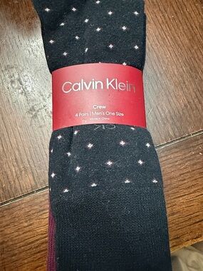 Calvin Klein Black Crew Socks with Small White Dot Pattern